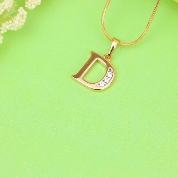 "Rose Gold Letter D Pendant with Crystals – 18K Gold Plated Charm, XPPT1353 - Picture 11 of 13